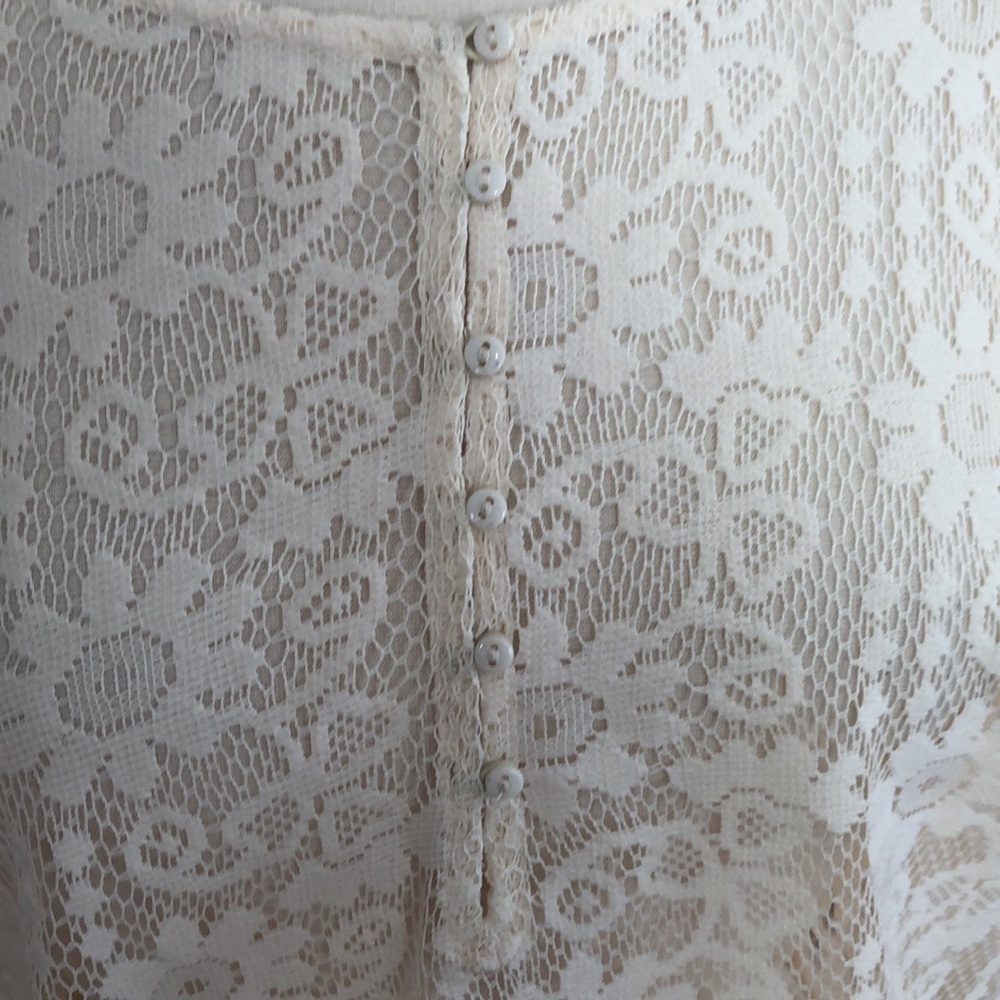 Venus Ivory Lace floral Bohemian Blouse w/elastic waist & cuffs Size Extra Large - Picture 6 of 13